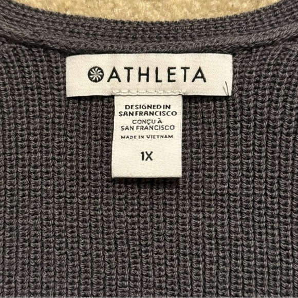 Athleta Handover Refined Wool Blend V Neck Ribbed Sweater Purple/Gray - Picture 8 of 8